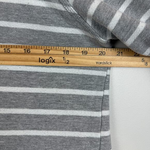 Soft Surroundings Sweatshirt Womens Medium Gray White Striped Casual Everyday - Picture 6 of 7